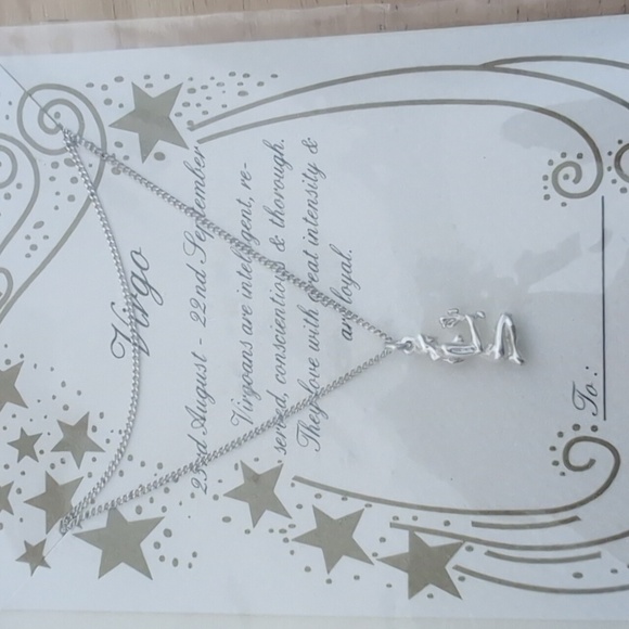 New Sterling Silver Virgo Sign Pendant Necklace - Picture 2 of 3